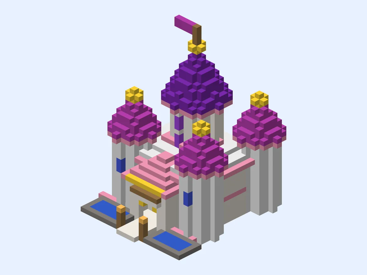 Minecraft Princess Castle, medium castle build, front view