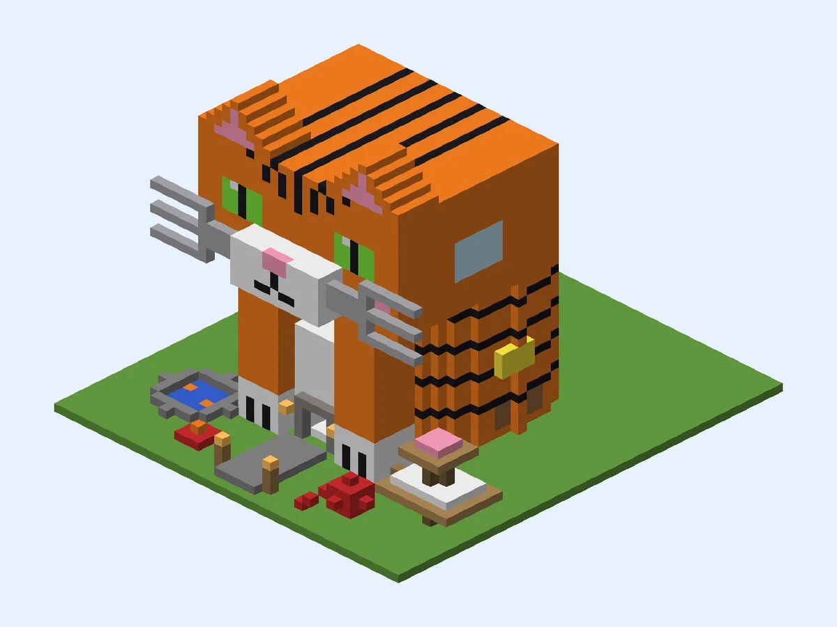 Minecraft cat house ideas: Giant Sitting Cat Mansion
