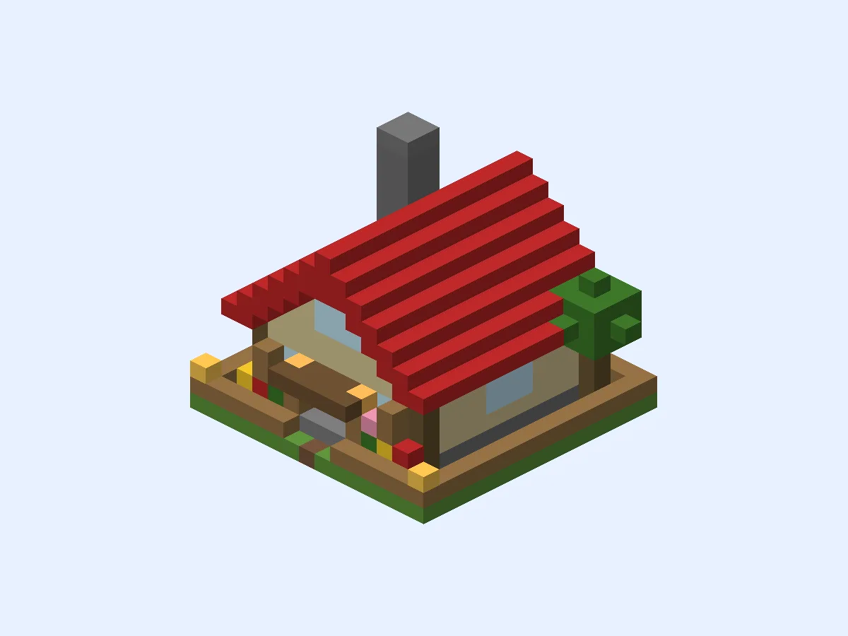 Minecraft Little Cobble Cottage, easy cottage build, front view