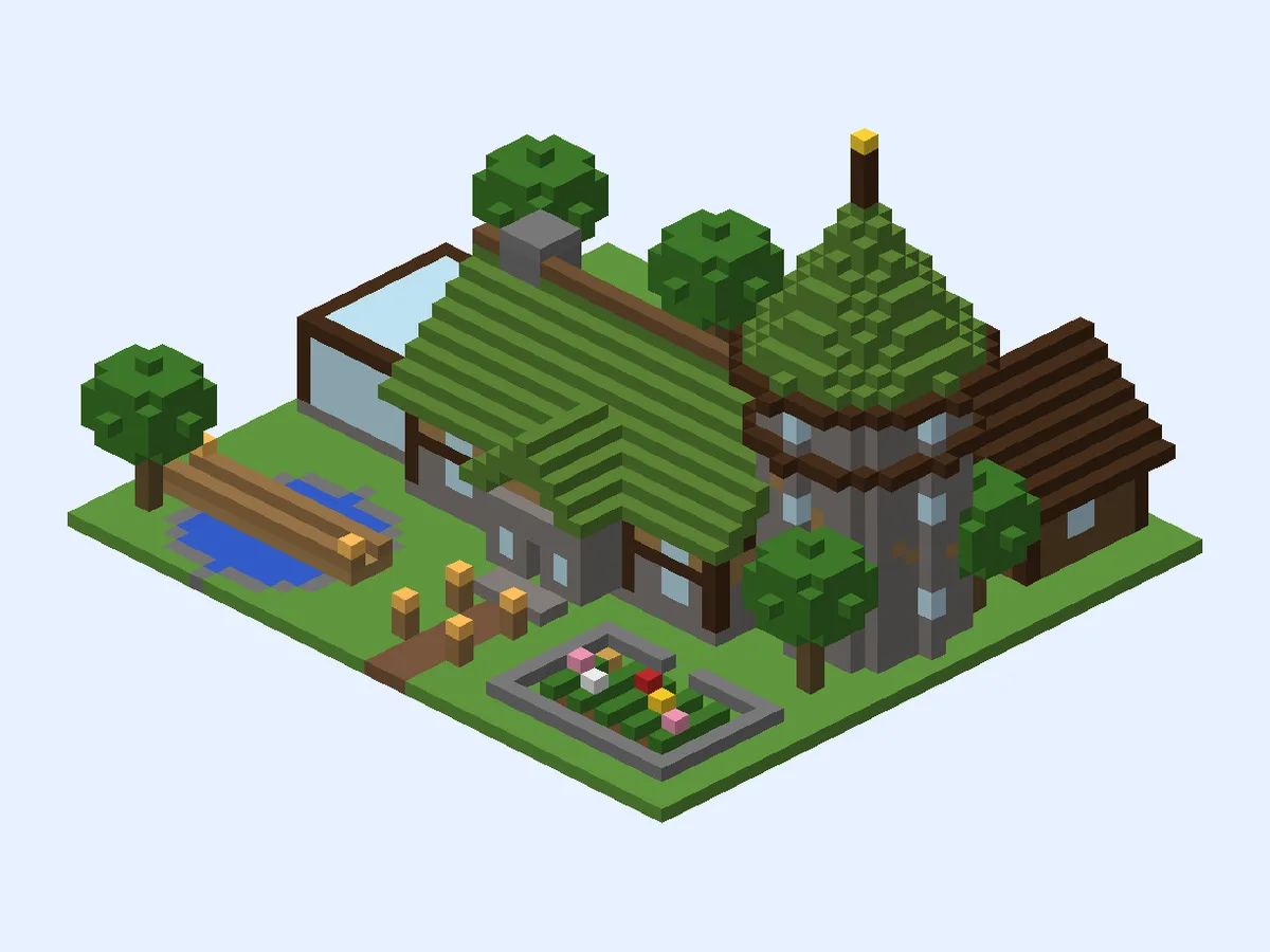 Minecraft cottage ideas: Mossy Woodland Manor Cottage