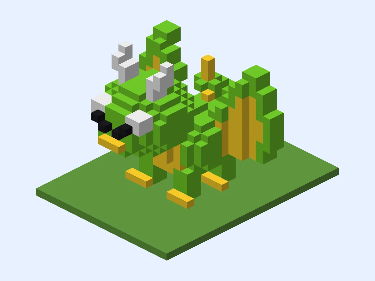Minecraft Sunny the Baby Dragon, easy dragon statue build, front view