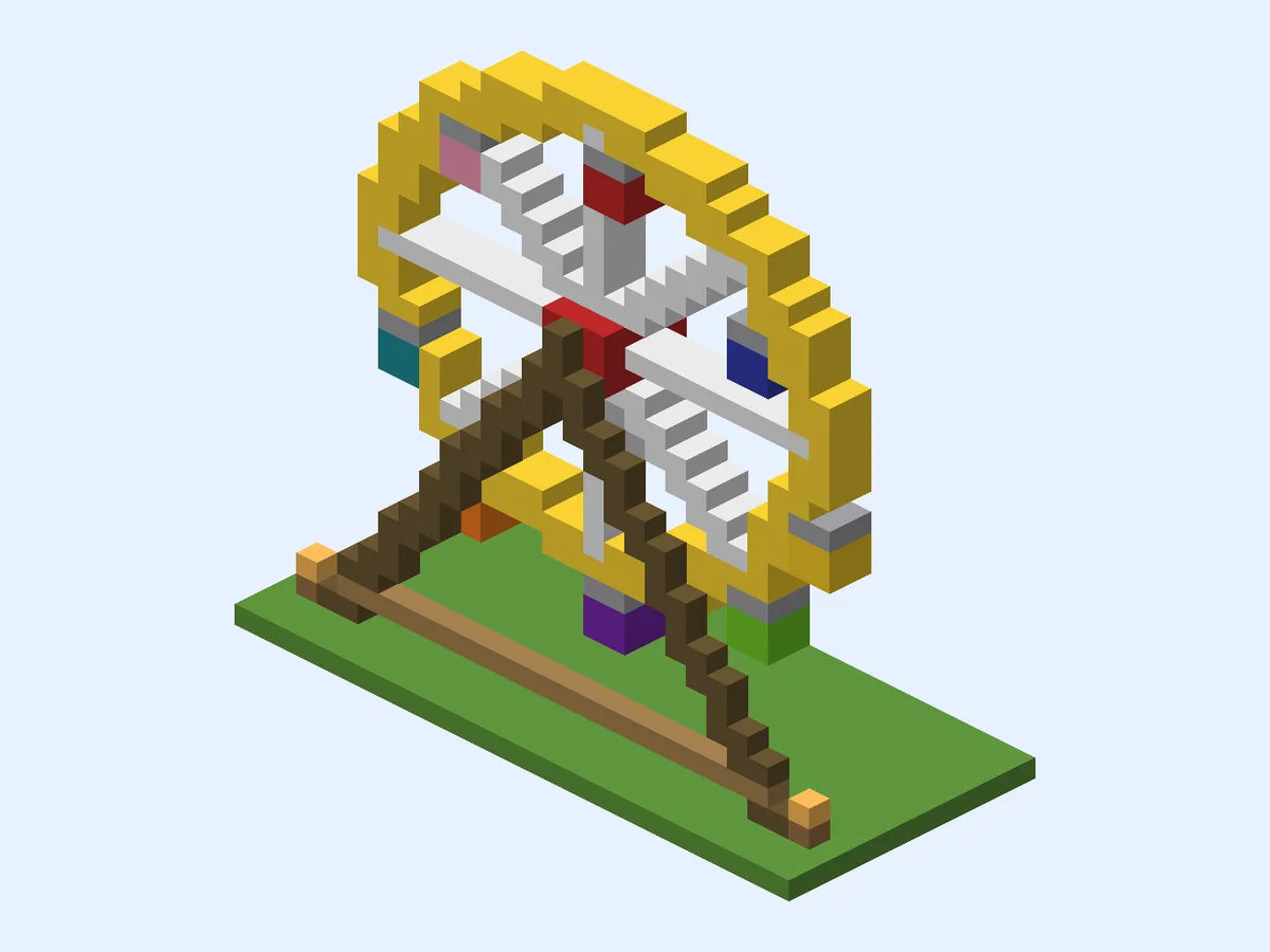 Minecraft Golden Fair Wheel, medium ferris wheel build, front view
