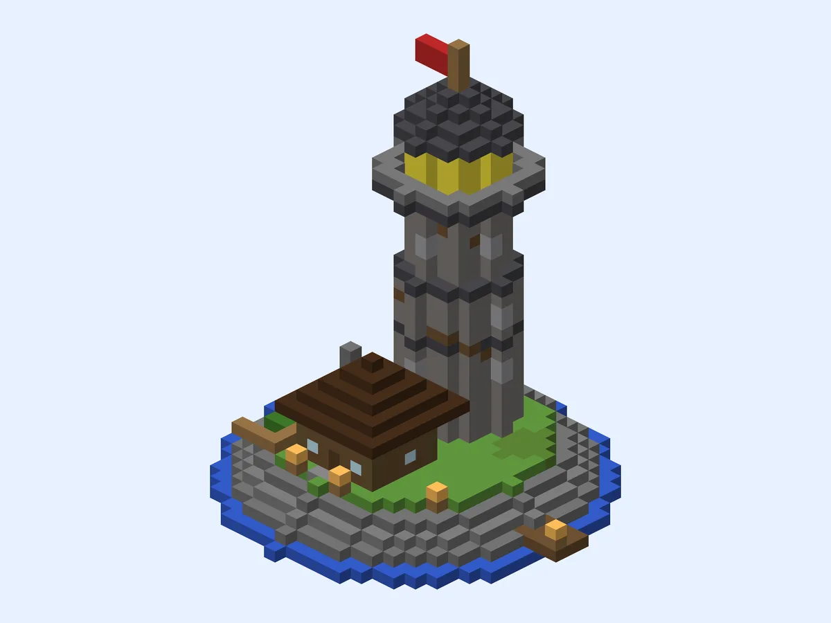 Minecraft Cliff Watch Lighthouse, medium lighthouse build, front view