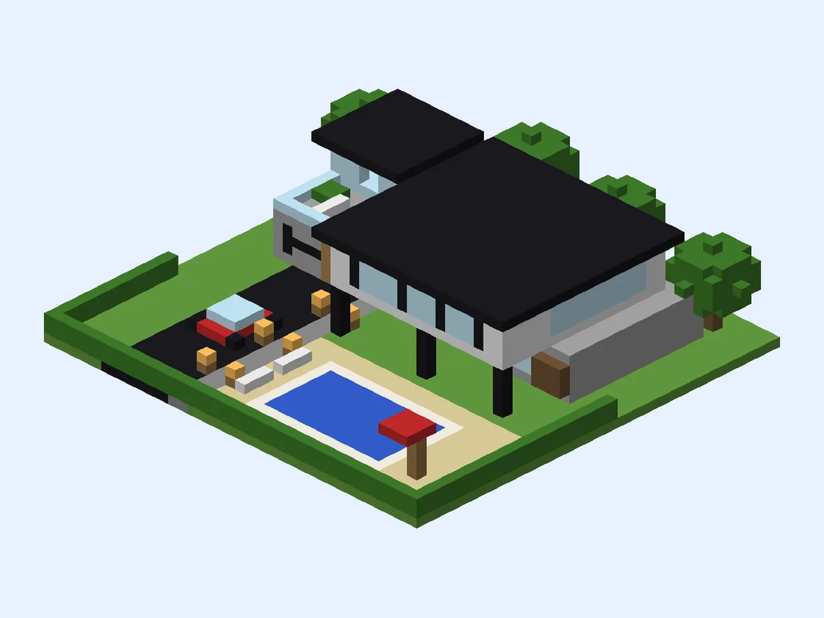 Minecraft modern house ideas: Hillside Glass Villa