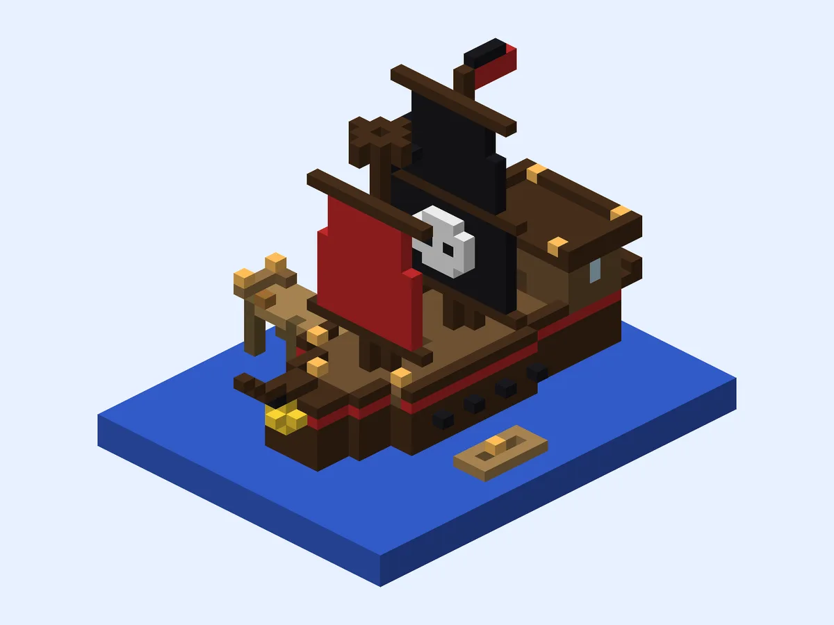 Minecraft Black Raven Brig, medium pirate ship build, front view