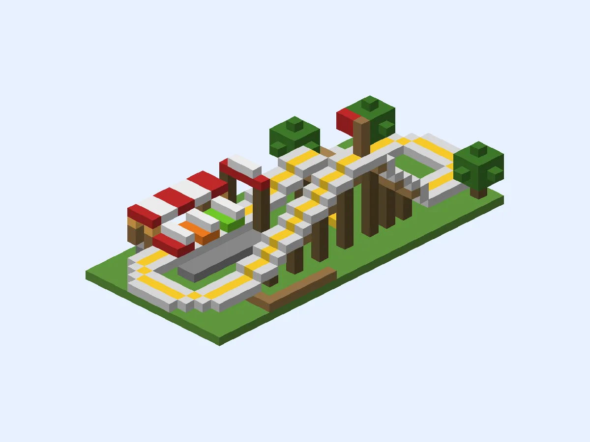 Minecraft Backyard Wooden Coaster, easy roller coaster build, front view