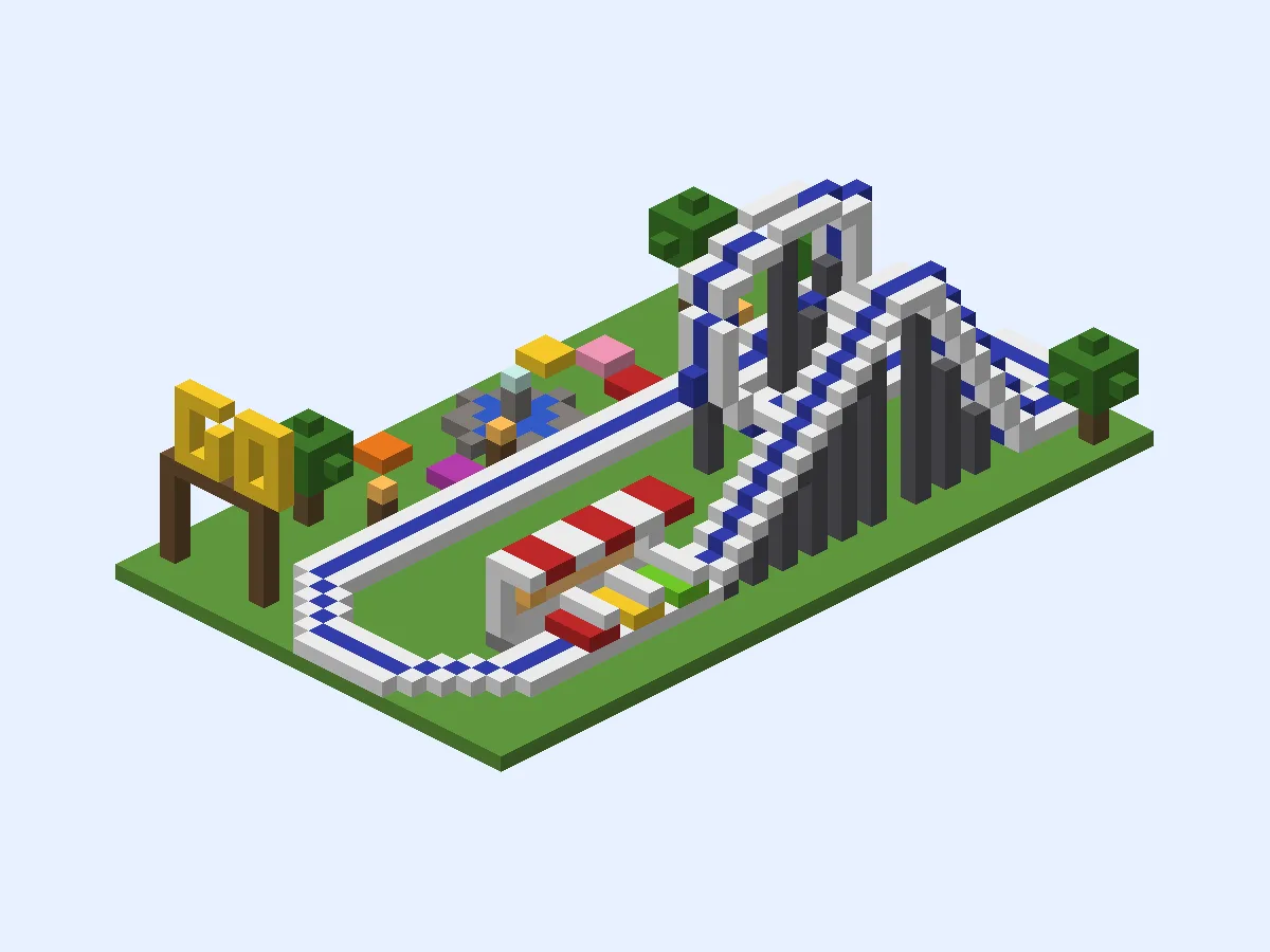 Minecraft Loop-the-Loop Steel Coaster, medium roller coaster build, front view
