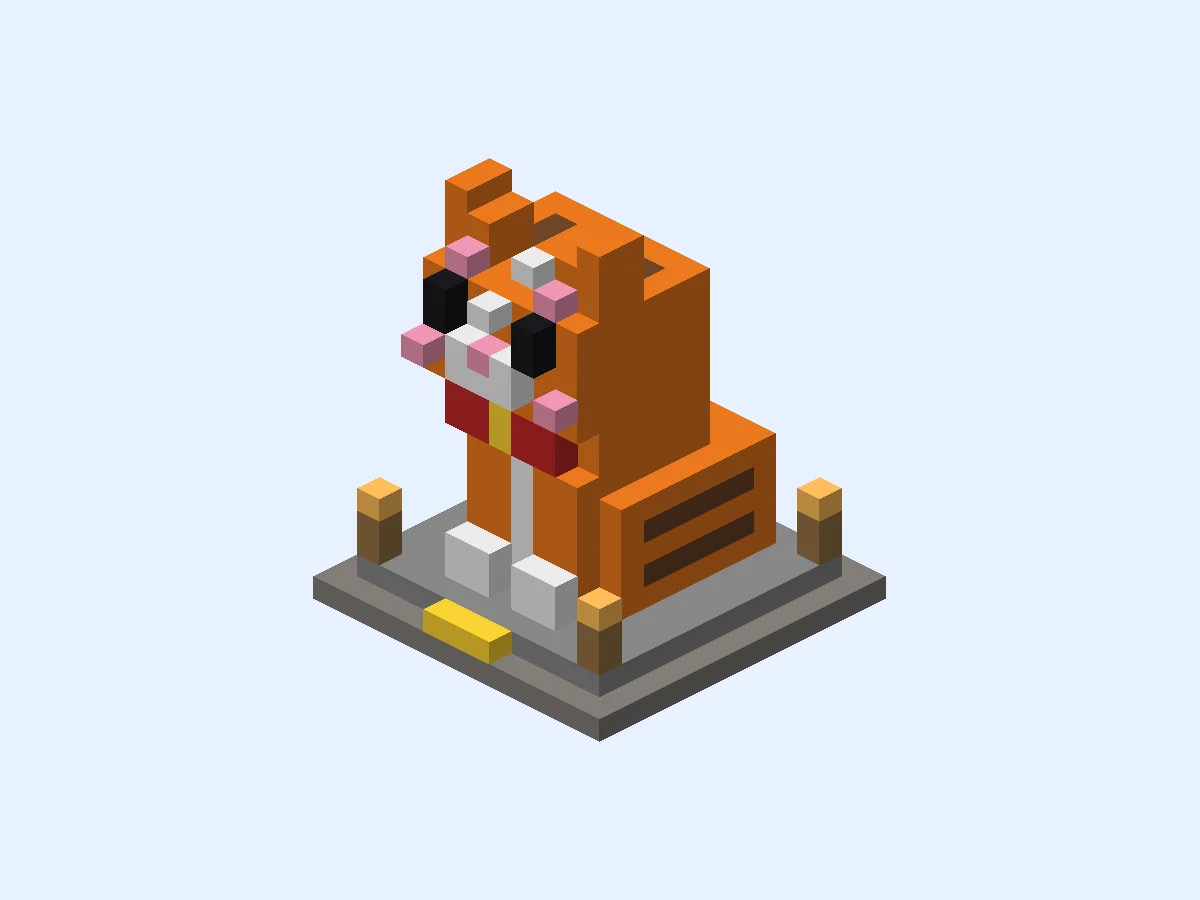 Minecraft Sitting Kitten, easy statue build, front view