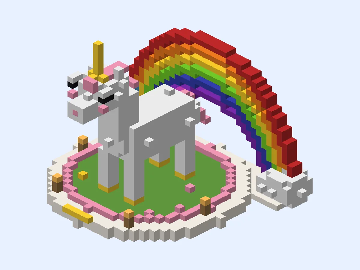Minecraft statue ideas: Rainbow Unicorn
