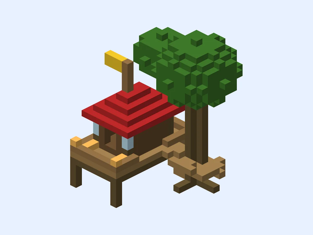 Minecraft Cozy Oak Treehouse, easy treehouse build, front view