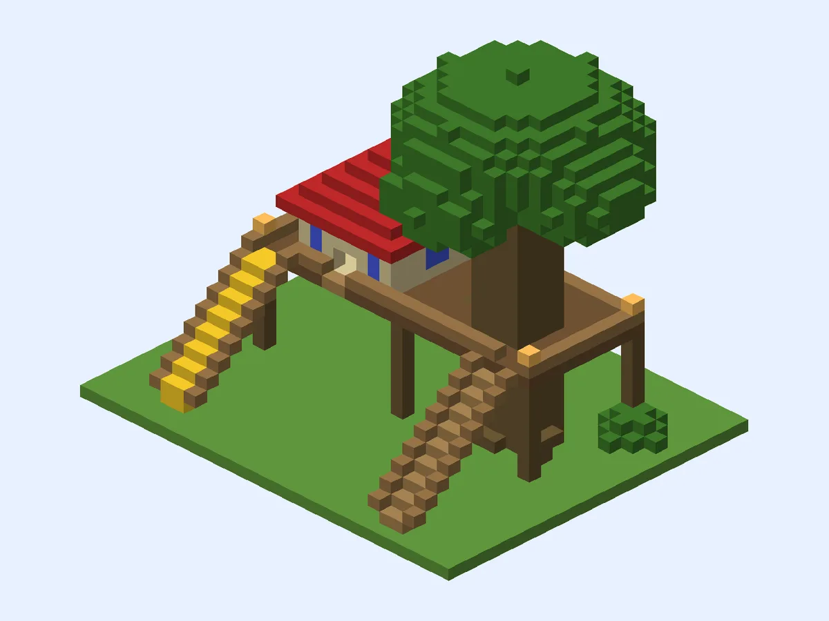 Minecraft Big Oak Cabin Treehouse, medium treehouse build, front view