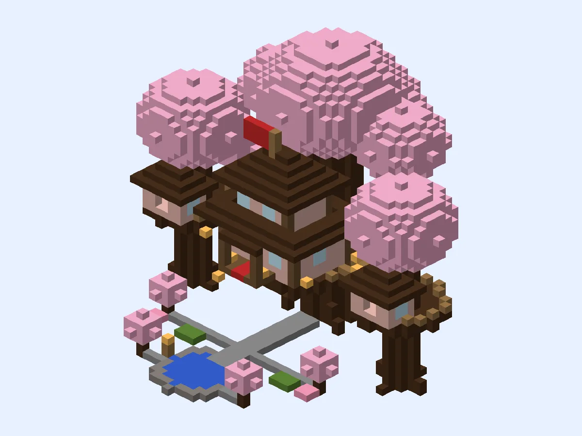 Minecraft treehouse ideas: Cherry Blossom Canopy Village