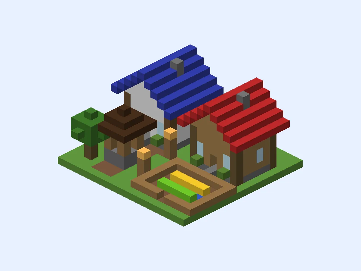 Minecraft Tiny Starter Village, easy village ideas build, front view