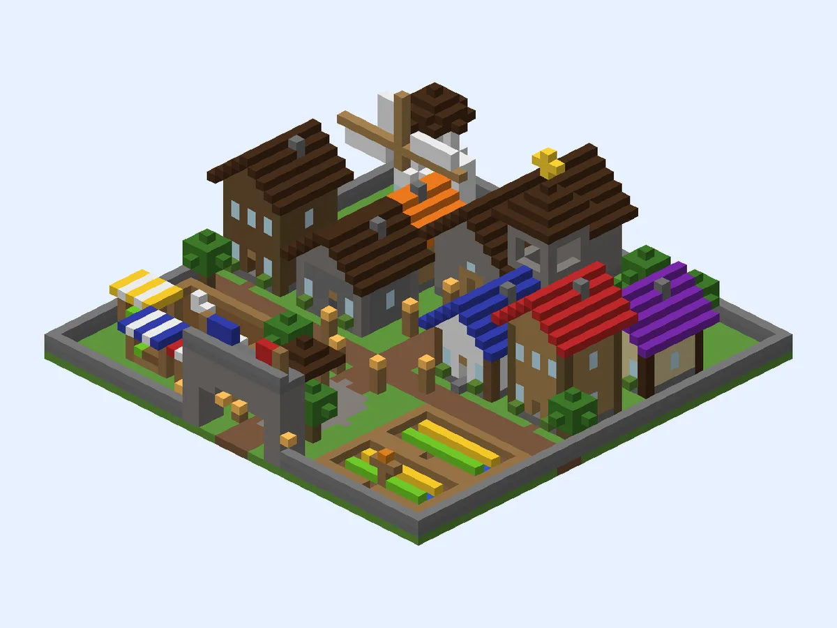 Minecraft village ideas: Walled Medieval Village