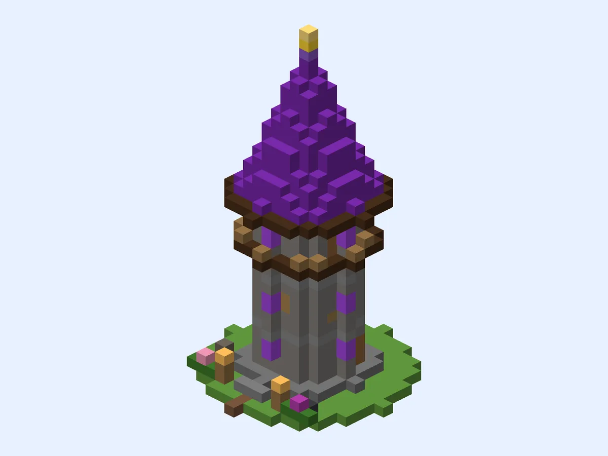 Minecraft Apprentice Tower, easy wizard tower build, front view