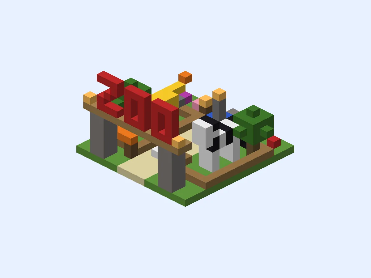 Minecraft Little Safari Zoo, easy zoo build, front view